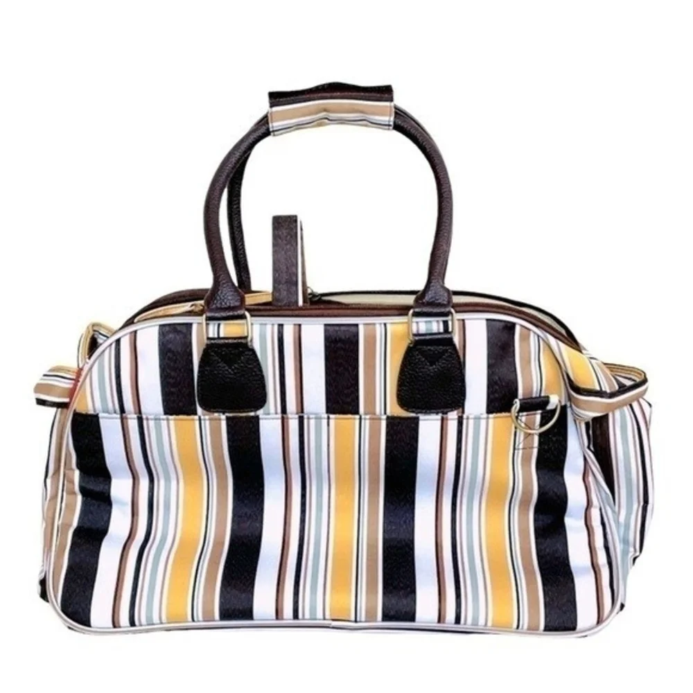 MIIN Striped Pet Carrier Bag Soft Sided Dog Cat Travel Tote Crate Style NWOT